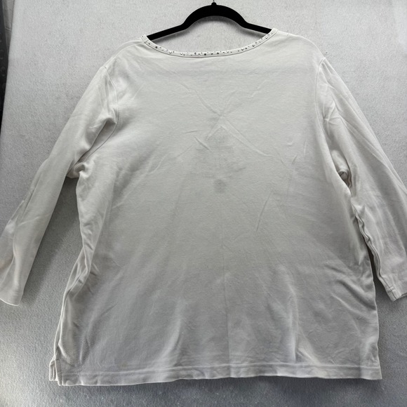 Quacker‎ Factory Women's XL White Christmas Tree Rhinestone Embellished Top - Picture 2 of 10